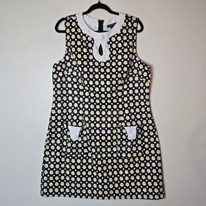 Smak Parlour Retro 60s Black Daisy Polka Dot Mod Shift Dress SP037 Womens 1X NEW